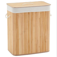 Garvee Slim Wooden Laundry Hamper with Lid – 106L Large Collapsible Basket – 4-Section Washable Liner – Collapsible Storage with Handles for Bedroom, Laundry Room, Dorms – Carbonization