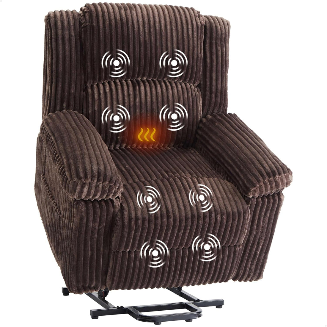 Garvee Power Lift Recliner Chair - Heat and Massage, Electric Lift Plush Recliner with Soft Padded Seat, Back Support & Armrests , Designed for the Elderly and People with Mobility Impaired, Brown