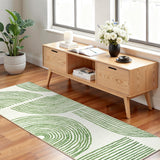 Garvee Abstract Kitchen Rugs 2x6 Modern Non Slip Hallway Runner Soft Washable Green - Green