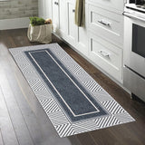 Garvee Border Kitchen Rugs 2x6 Washable Runners Rugs for Hallways Thin Non Slip Rugs Modern Hallway Runner Rug for Bedroom Bathroom, Dark Grey - Dark Gray