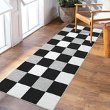 Garvee Modern Black & White 2x6 Foldable Washable Runner, Ultra-Thin Plaid Rug Non-Slip for Hallway Kitchen Bedroom Living Room Dining - Black & White