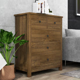 Garvee Dresser for Bedroom, Wood Dresser Organizer, 5 Drawer Dresser with Deep Space, Storage Cabinet for Entryway, Hallway, Home Office, Light Brown - Light Brown