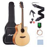 Garvee Acoustic Guitar,41"Acoustic Guitar Kit Full Size Steel String Cutaway Grand Auditorium Guitar with Upgraded Gig Bag, Tuner, Strap, Strings, Picks, Capos,Right Hand,Natural - Natural