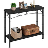 Garvee Retro Console Table 41.3” L x 11.8" W x 31.8" H + Elegant Vintage Design + MDF and Metal + 2 Tier Storage + Behind Couch Table for Living Room, Entryway, Hallway - Black