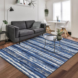Garvee Washable Rug 5X7 Modern Abstract Rug Non Slip Rug Low Pile Bedroom Rug No Shedding Large Area Rug Lightweight Foldable Accent Rug for Nursery Room Dining Room Office, Navy - Blue