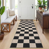 Garvee 2x6 Entryway Rug Washable Neutral Area Rug for Kitchen Bathroom Bedroom Bedside Modern Checkered Mat Hallway Runner Rugs Black and Brown - Black & Brown