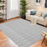 Garvee Area Rug 8x10 Bedroom Rug Modern Abstract Stain Resistant Rug Non-Shedding Minimalist Chevron Design Washable Non-Slip Foldable Indoor Floor Carpet for Office Kitchen, Gray - Gray