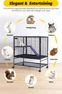 Garvee Metal Small Animal Cage, 39"H Multi-Level Ferret Cage for Small Animals - Large Hamster Cage with Removable Ramp, Removable Tray for Chinchilla, Rabbit, Guinea Pigs, Hedgehog, Gerbil