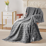 Garvee Electric Blanket Full Size - Thick Tufted Sherpa Heated Blanket Full Size with 6 Heating Levels and 8 Time Settings, UL Certified Machine Washable Fast Heating Blanket Full 72"×84", Grey - Grey