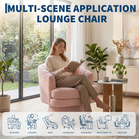 Garvee 360° Swivel Barrel Accent Chair with Lumbar Pillow, Soft Upholstered Single Armchair, Round Base for Living Room/Bedroom/Vanity - Lumbar pillow | Stuffed fur | Beige