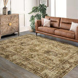 Garvee Area Rugs Vintage Oriental Printed Distressed Design Brown 9x12Ft Low Pile Washable Non Slip Soft Carpet for Living Room Bedroom - Brown