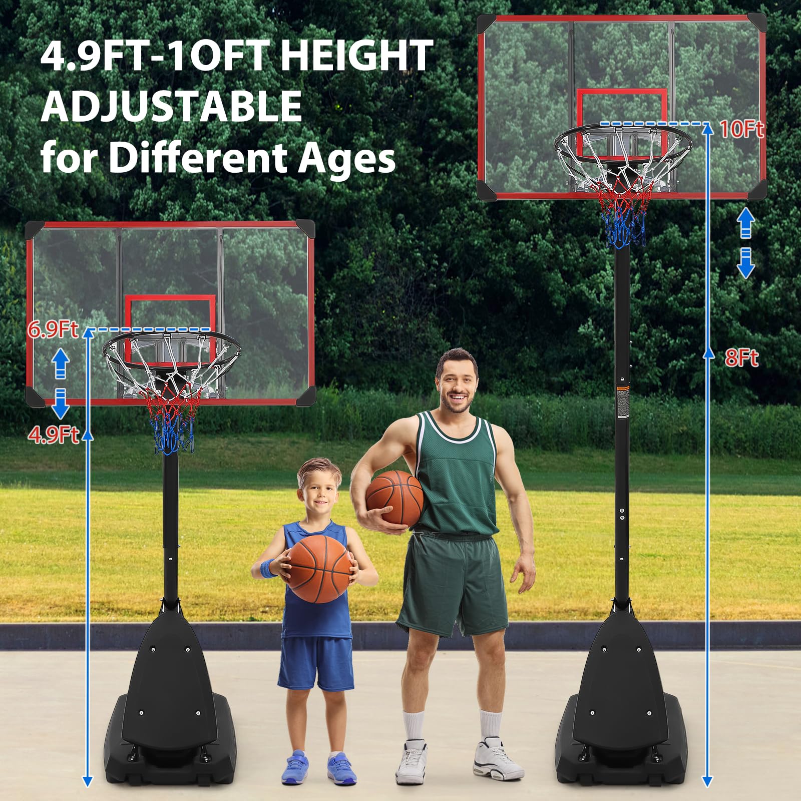Heavy Duty Outdoor Basketball Hoop With Net Aluminum Steel Heavy-Duty ...
