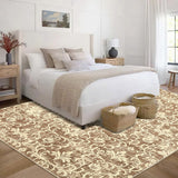 Garvee Floral Rug 8x10 Washable Rug Non Slip Area Rug Vintage Floor Cover Low Pile Carpet Foldable Area Rug Soft Carpet for Bedroom Living Room Office Nursery,Beige - Beige