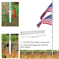 GARVEE 25Ft Telescoping Flag Pole Kit Aluminum Flag Poles with 3x5 USA Flag for Outside Silver