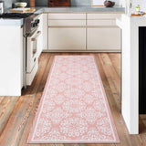 Garvee Vintage Floral Area Rug 2x6 Runner Rug Washable Hallway Runners Non-Slip Soft Entryway Rug Runner Indoor Faux Wool Throw Rug Non-Shedding Floor Carpet for Bedroom Bedside Laundry Kitchen Pink - Pink