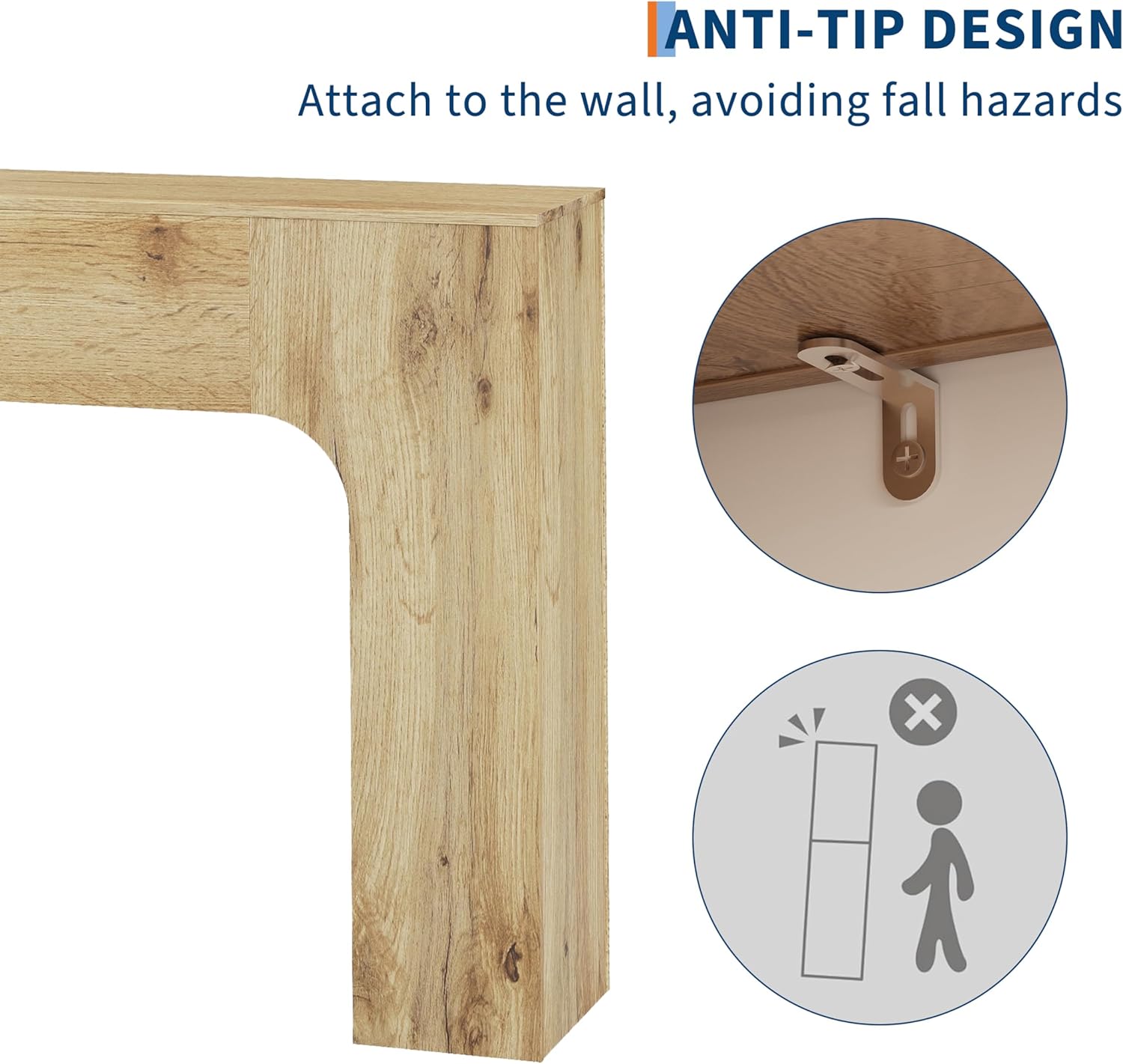 Garvee 63" Farmhouse Console Table Slim Wood Sofa Side Table Narrow Rustic Foyer Furniture for Living Rooms Hallways Apartments, Oak