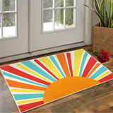 Garvee Sun Rug 2x3 Entryway Rug Washable Small Bedroom Area Rug Non-Slip Stain Resistant Rainbow Nursery Rug Boho Retro Playmat Sunshine Throw Floor Covers Carpet for Living Room Kids Room, Multi - Multicolor