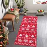 Garvee Christmas Runner Rug Snowflake Xmas Tree Boho Hallway Area Rug, Machine Washable, Non-Slip, Polyester, 2x6 Feet, Festive Decor - Red