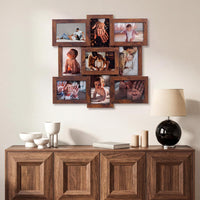Garvee 9-Opening 4x6 Collage Picture Frame Set - Grid Multi Photo Wall Frame with Glass Front, MDF, Wall Mountable, Gallery Decor for Family & Wedding Photos - Fiery Sunset Clouds