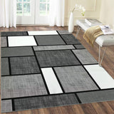 Garvee Geometric Grey 5x7 Area Rug – Washable Non-Slip Modern Indoor Carpet for Entryway or Dining Room - Gray