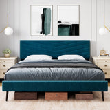 Garvee Upholstered Bed Frame King Size, Velvet Bed Frame King with Adjustable Headboard, Platform Bed Frame and Headboard, Noise-Free, No Box Spring Needed, Blue - Blue