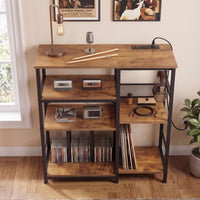 Garvee 4-Tier Record Player Stand & Media Console for Living Room - Holds 300+ Vinyl Records, Fits 7/10/12 in vinyl records - Color: Sunset Cloud