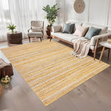 Garvee Modern Natural 9x12 Washable Rug Living Room Rug Bedroom Rug Modern Braid Printed Large Area Rug Non-Slip Foldable Indoor Rugs Non-Shedding Soft Low Pile Rug for Dining Room Farmhouse - Natural