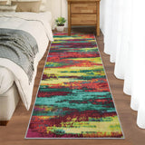 Garvee Modern Abstract Runner Rug 2x6 Rug Washable Rugs Runners for Hallways Flannel Soft Rugs for Bedroom Non Slip Kitchen Mat with Rubber Backing Modern Indoor Mats for Front Door 2'x6' - Colorful