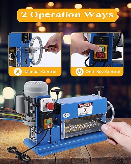 Garvee Automatic Wire Stripping Machine for 0.06" -1.5", High Precision, 75 ft/min, Wire Stripper Tool with An Extra Manual Crank, Electric Wire Stripper for Scrap Cable Copper Recycling