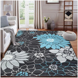 Garvee Area Rug 6x9 Non Slip Modern Rug Thin Machine Washable Rug No Shedding Large Rug with Low Pile for Living Room, Bedroom, Dining Room, Dark Grey - Dark Gray