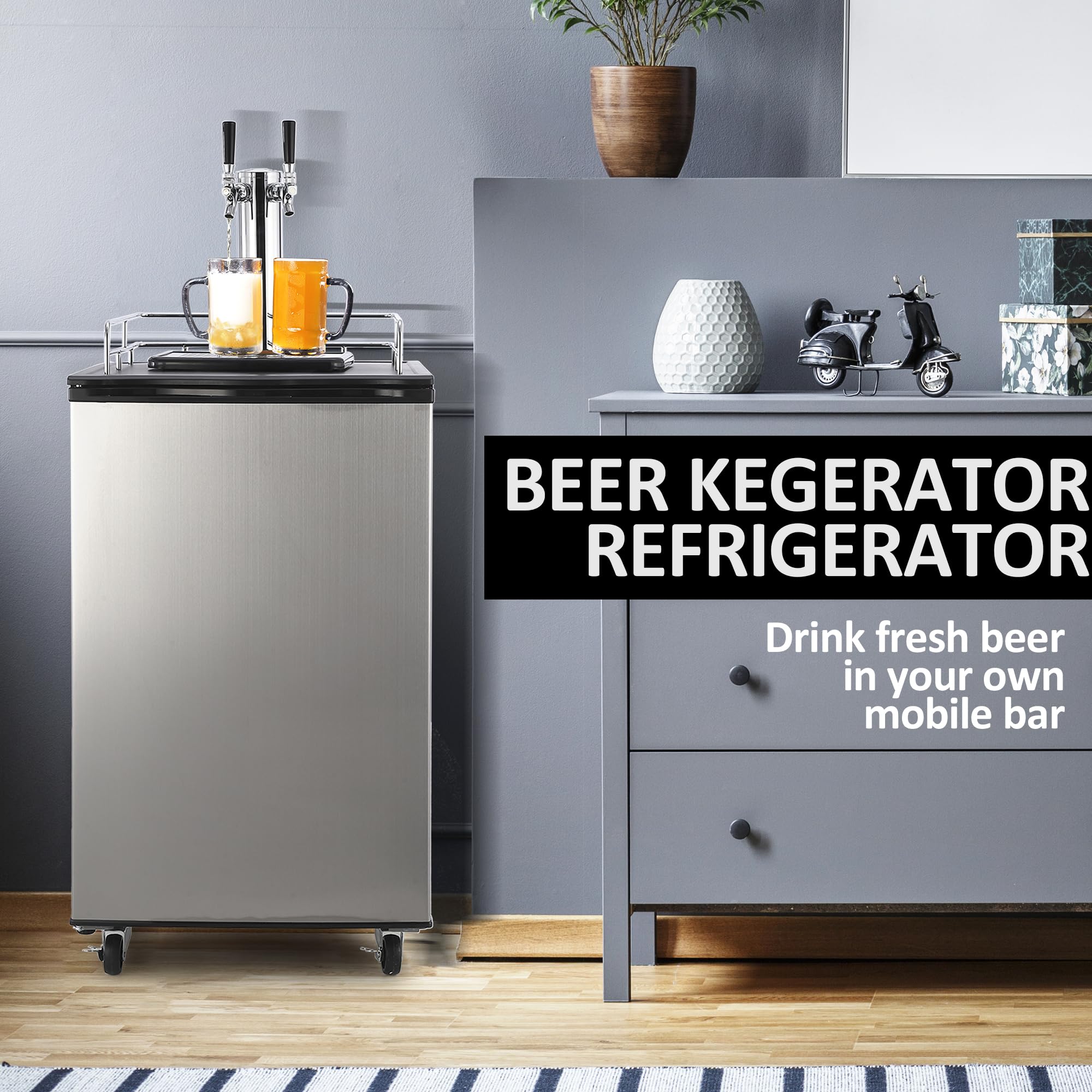 GARVEE Beer Kegerator - Dual Tap Draft Beer Dispenser