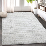 Garvee Area Rug 5x7, Modern Abstract Plaid Rugs, Non-Slip Jute Backing, Ideal for Bedroom Living Room - Beige - Tan & Ivory