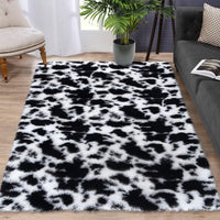 8x10 tie-dye shag rug, plush faux fur with non-slip backing, modern home decor.