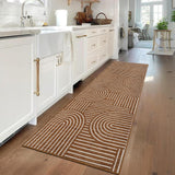 Garvee Modern Rug 2x6 Runners for Hallways, Kitchen, Bathroom, Entryway,Soft Non-Slip Washable Polyester - Light Brown
