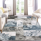 Garvee Large Rug 8x10 Abstract Modern Geometric Area Rug Non-Slip Distressed Area Rug Machine Washable Indoor Floor Carpet Low Pile Rug for Bedroom Nursery, Blue Grey - Blue Gray