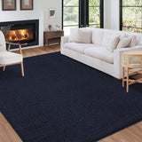 Garvee Extra Large 10x13 Living Room Rug Washable Rug Modern Solid Woven Rug Contemporary Indoor Soft Floor Carpet Non Slip Backing Low Pile Foldable Accent Rug for Bedroom Nursery Playroom Navy - Navy Blue