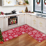 Garvee Christmas Kitchen Rugs and Mats Non-Slip Kitchen Floor Mats Kitchen Runner Rug in Front of Sink Super Absorbent Kitchen Mat, 17"x29"+17"x47"