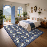 Garvee Area Rugs 8x10 Retro Floral Washable Rug Soft Non Slip Backing for Living Room Bedroom Dining Room - Blue Multi