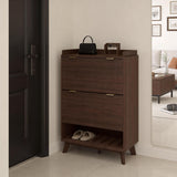 Garvee Fluted Shoe Cabinet Modern Narrow Organizer for Entryway 48" Tall, Black Walnut - Black Walnut