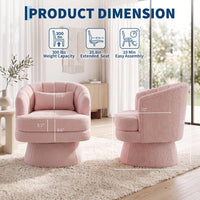 Garvee 360° Swivel Barrel Accent Chair with Lumbar Pillow, Soft Upholstered Single Armchair, Round Base for Living Room/Bedroom/Vanity - Waist Pillow | Stuffed Fur | Pink