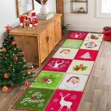 Garvee 2x10 Rug Runner Washable Rugs Red Christmas Home Decor Snowflake Entry Mat Kitchen Mat Non Slip Carpet Bathroom Rugs Small Rug for Hallway Laundry, 2'x10' Red/Green/Cream - Red/Green/Cream