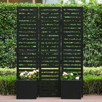 Garvee 52x70x28 Privacy Screen Metal Garden Fence Panel with Planter Box, 3-Panel Freestanding Divider, Self-Draining Raised Beds, Durable Metal, Outdoor Patio Deck Yard