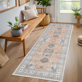 Garvee Area Rugs Machine Washable Non Slip Soft Low-Pile Carpet Vintage Aesthetic Stain-Resistant Rug for Living Room Dining Bedroom Decor - Beige Brown
