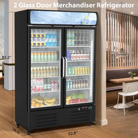 Garvee Commercial Refrigerator, Glass Door with LED Lighting - Upright Beverage Display Cooler for Home, Store, Gym, or Office, Featuring Double Swing Doors and 36.3 cu.ft