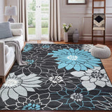Garvee Area Rug 5x7 Rug Washable Large Rug Boho Bedroom Rug Soft Rug Modern Floral Print Carpet Stain-Resistant Non-Shedding Rug Living Room Dining Room Kitchen Farmhouse,4x6 - Dark Gray