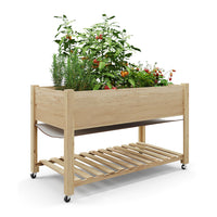 Garvee 48"x24" Cedar Raised Garden Bed with Locking Wheels Elevated 30" Deep Planter Box, Quick 30-Min Assembly for Herbs & Vegetables, Natural