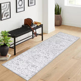 Garvee Machine Washable Rug 2x8 Non-Slip Rugs Low Profile Pile Rubber Backing Indoor Area Runner Rugs Home Decor Office Area Rug, Grey - Gray