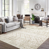 Garvee 8x10 Moroccan Blythe Area Rug, Large Geometric Boho Non-Shedding Rugs Ultra Soft Easy to Clean Area Rug for Living Room Bedroom Dining Room Kitchen, Ivory & Taupe - Ivory & Taupe