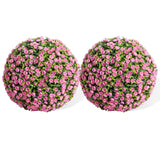 Garvee 22" Artificial Topiary Rose Balls Set of 2 Hanging Grass Ball for Home Decor Indoor Outdoor, Pink - Pink