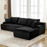 Garvee 106" Modular Sectional Sofa Cloud-Like L-Shaped Couch With Chaise Lounge Convertible Compression Sleeper No Assembly Required Corduroy Fabric for Living Room Bedroom Apartment - Black
